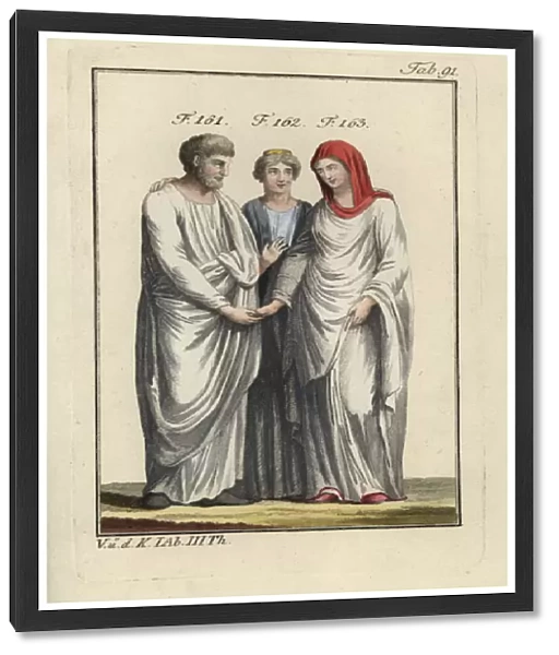 Roman bride and groom with the goddess Juno