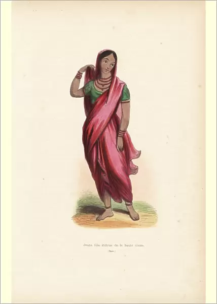 Young Indian noble girl in sari, choli