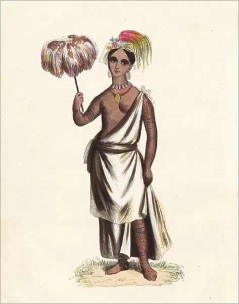 Young girl, with tattoos from Nuku Hiva island