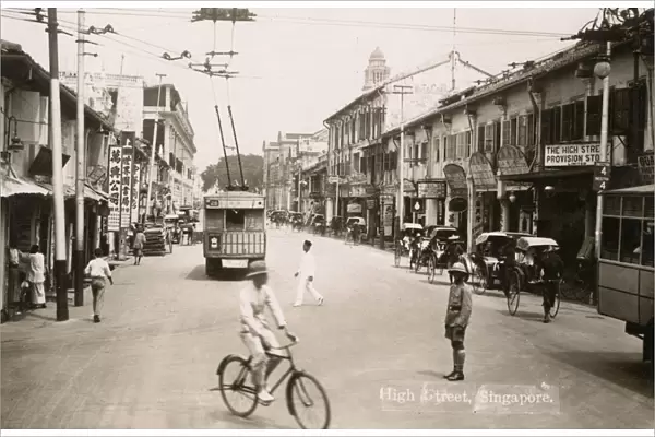High Street with trolley bus, Singapore