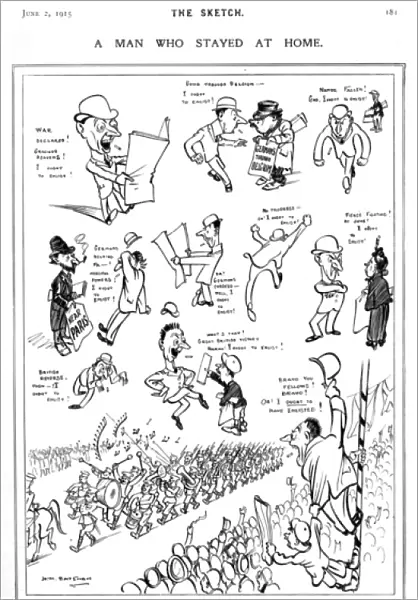 A Man who stayed at Home. H. M. Bateman cartoon, WW1