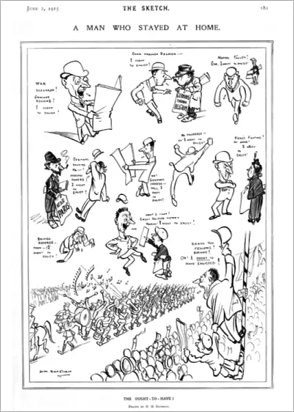 A Man who stayed at Home. H. M. Bateman cartoon, WW1