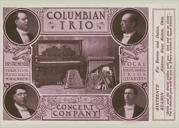 Advert for Columbian Trio Concert Company, Ohio, USA