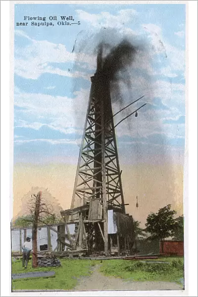 Flowing oil well near Sapulpa, Oklahoma, USA