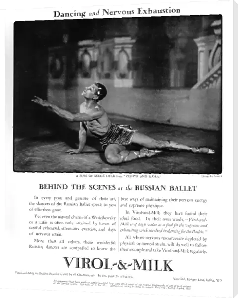 Advert for Virol and Milk with Serge Lifar in Zephr and Flor