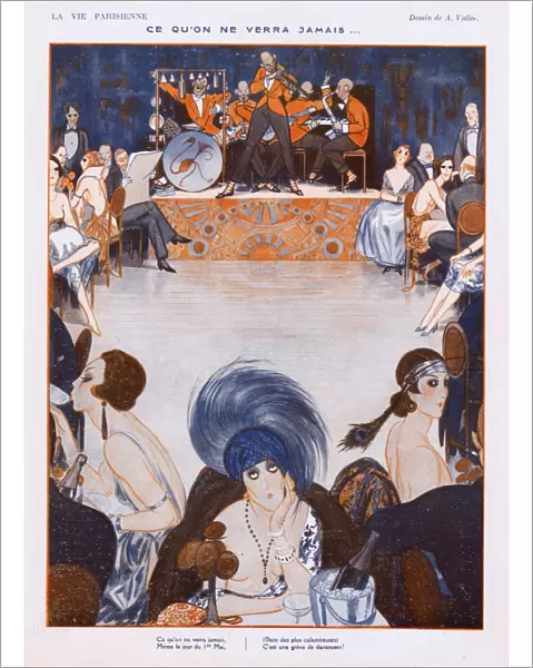 Sketch of the interior of a cabaret showing the jazz band