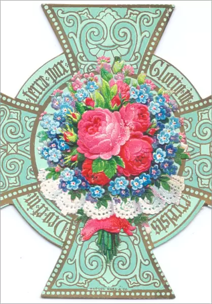 Cross-shaped Christmas card with flowers