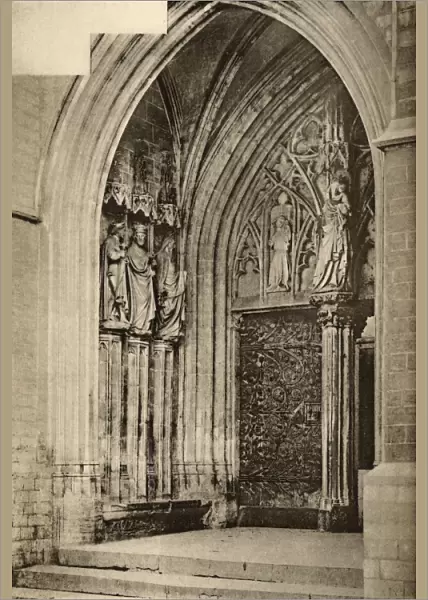 Ornate door, Church of Notre Dame, Hal (Halle), Belgium