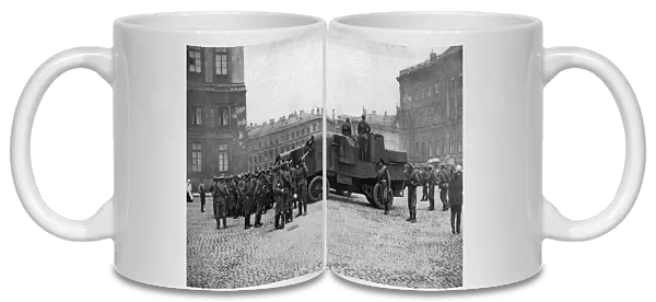 Armoured car in St Isaacs Square, Petrograd, Russia