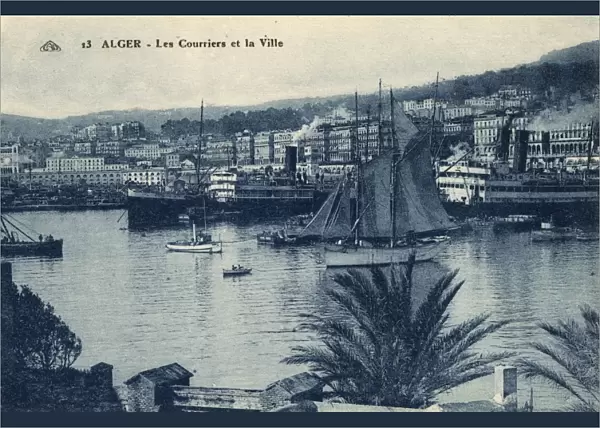 View of the harbour with mailboats, Algiers, Algeria