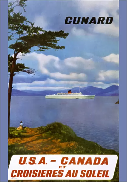 Poster advertising Cunard cruises to USA and Canada