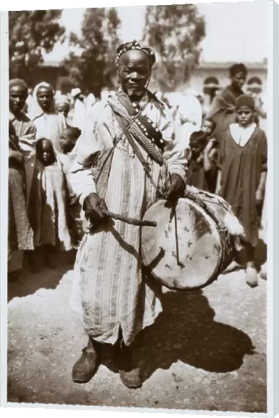 Sudanese musician with drum in Morocco