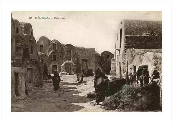 Street with Ghorfas, Medenine, Tunisia, North Africa