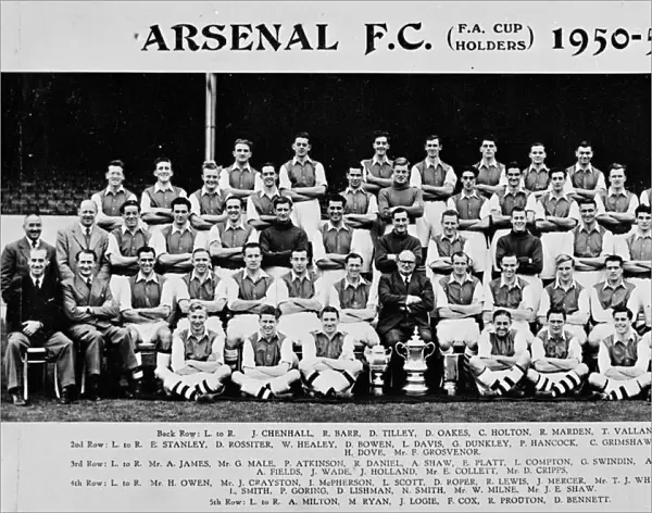 Arsenal Football Club team and officials 1950-1951