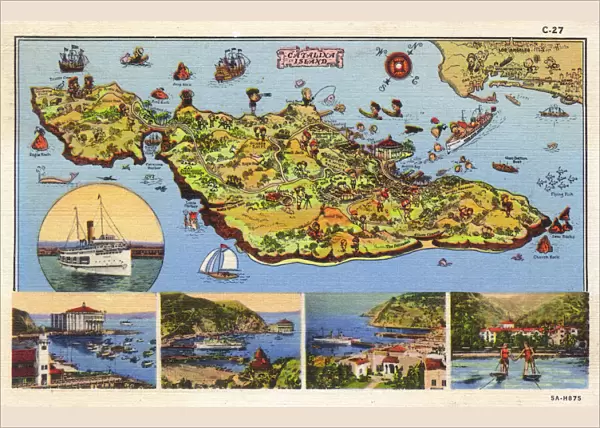 Map, Santa Catalina Island, California, USA