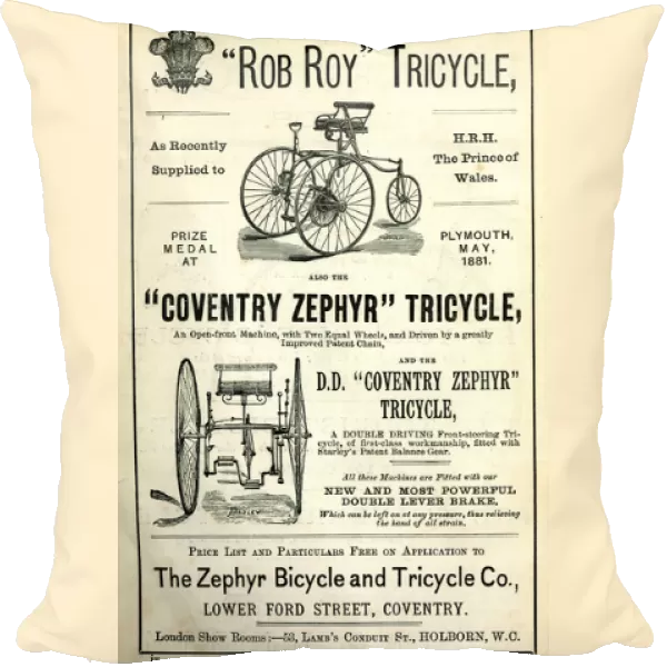 Advertisement, Zephyr Bicycle and Tricycle Co, Coventry