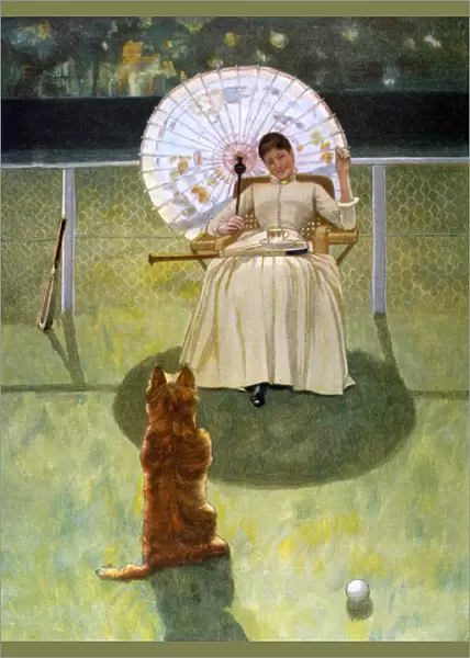 Lady and Begging Dog