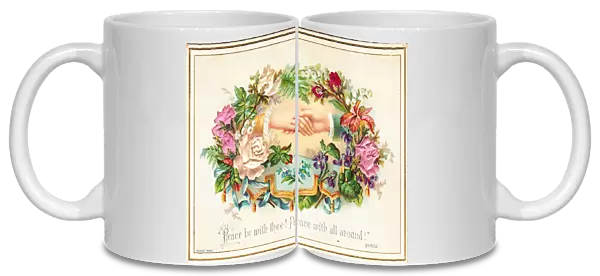 Hands and flowers on a romantic greetings card