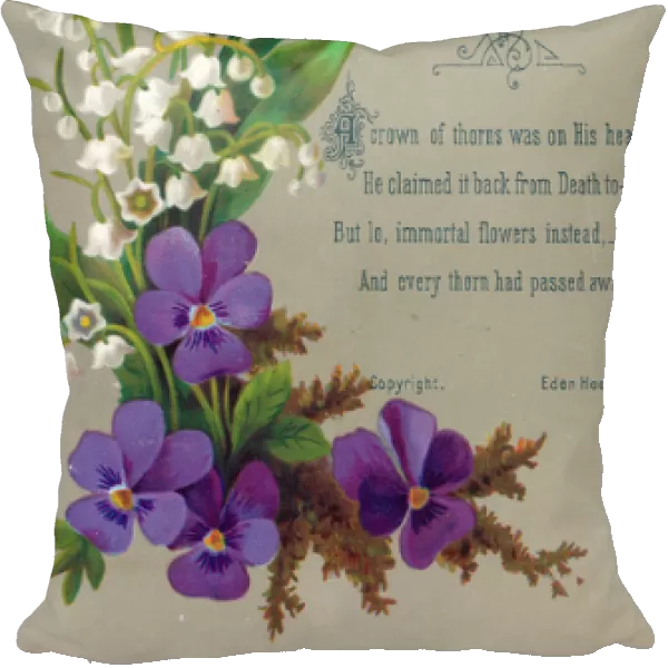 White and purple flowers on an Easter card
