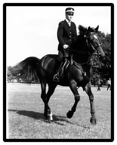 Woman police officer riding horse, London