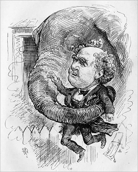 Caricature of P T Barnum and Jumbo the elephant
