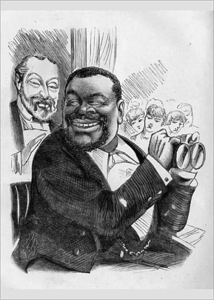 Caricature of Cetewayo, Zulu king, at the theatre in London