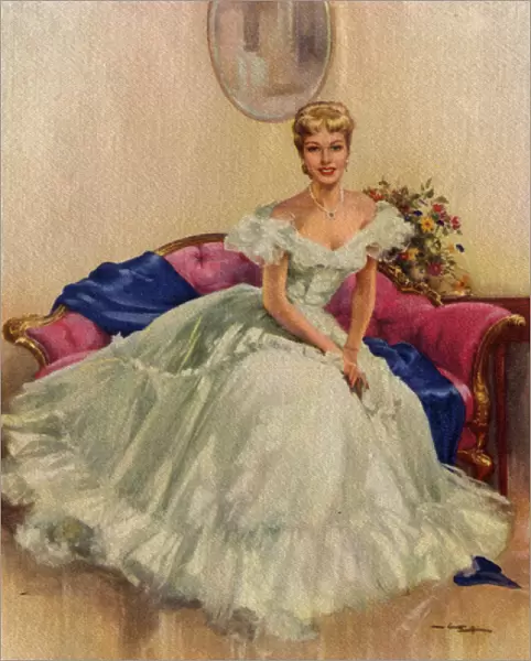 Portrait of a young woman in a white dress