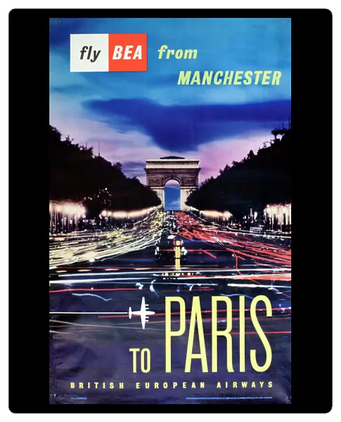 Poster, Fly BEA from Manchester to Paris