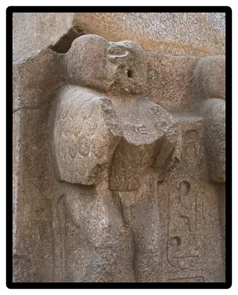 Luxor temple. Mandrill carved into the base of the obelisk o