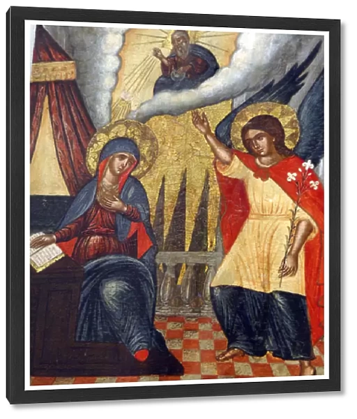 XVIth century icon depicting the Annunciation. Italo-Cretan
