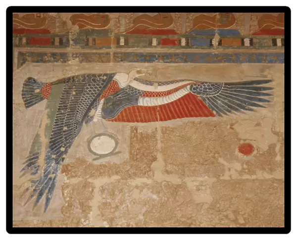 Vulture Nekhbet opening their protective wings. Temple of Ha