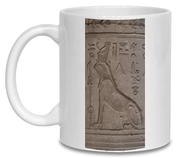 Reliefs representing a falcon-headed sphinx. Temple of Horus