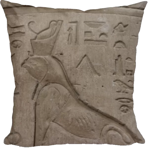 Reliefs representing a falcon-headed sphinx. Temple of Horus