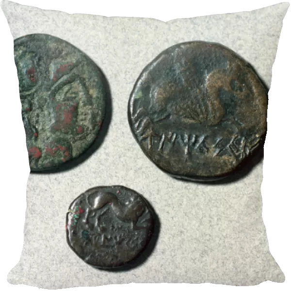 Roman coins. As. Obverse and back depicting Pallas and Pegas