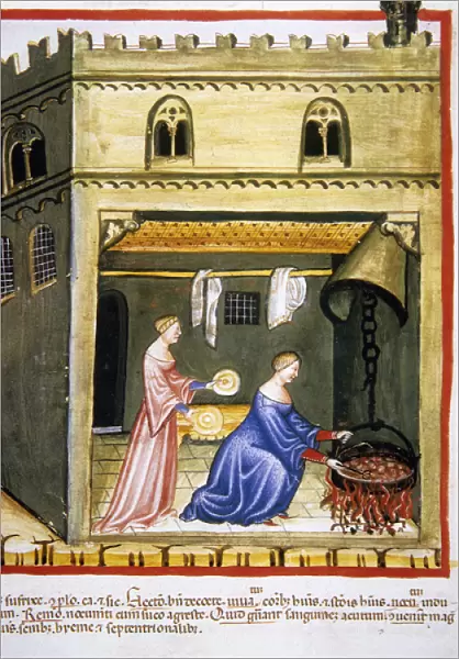 Tacuinum Sanitatis. Woman cooking