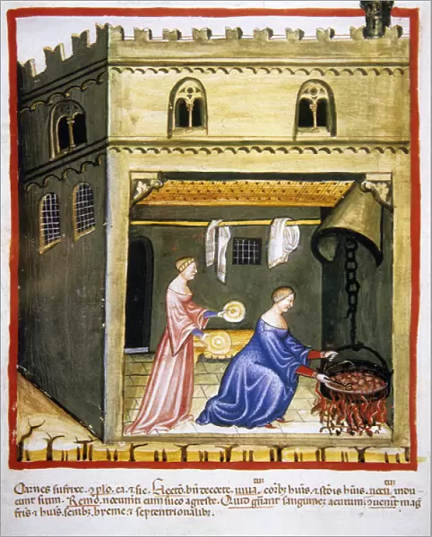 Tacuinum Sanitatis. Woman cooking