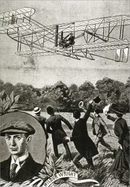 Wilbur Wright (1867-1912). Plane flying. France