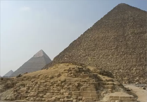 Egypt. The pyramid of Hetepheres I with the Pyramid of Khufu