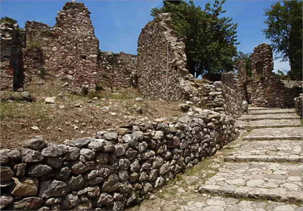 Greece. Mystras. Fortified town. Byzantine. Remains. Pelopon