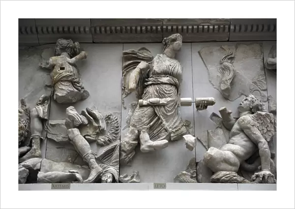 Pergamon Altar. Artemis and Leto fighting against Otos