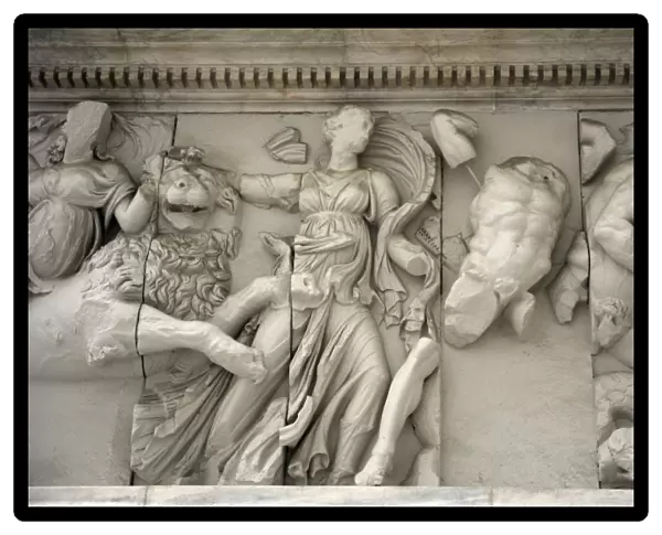 Pergamon Altar. Goddess Rhea or Cybele riding on a lion next