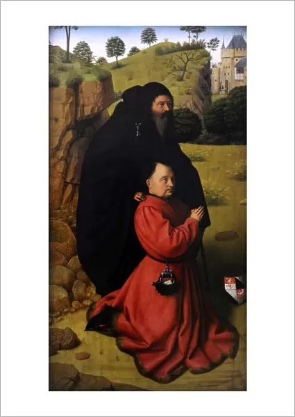 Portrait of a Donor in Scarlet and St. Anthony, c. 1450, by P