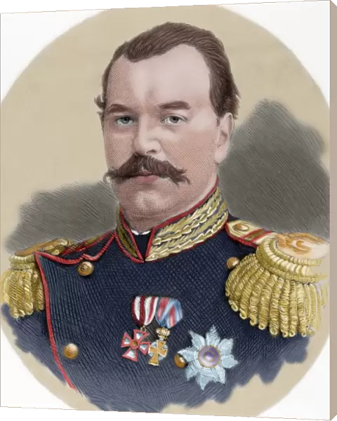 Alexander III of Russia (1845-1894). Colored engraving