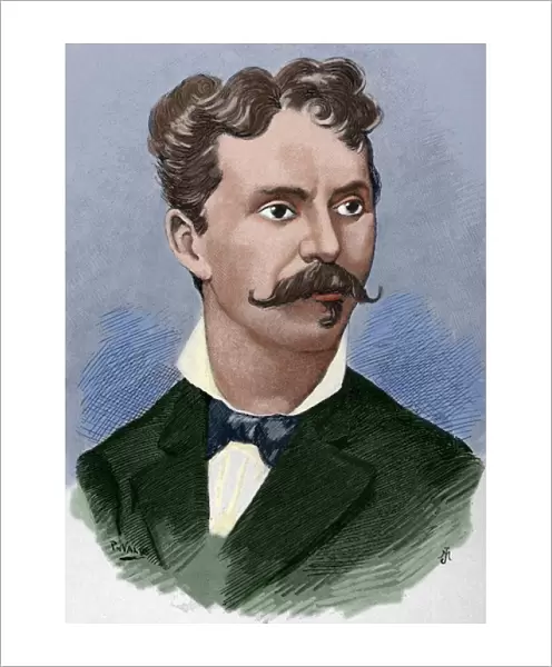 Felice Cavallotti (1842-1898). Engraving. Colored