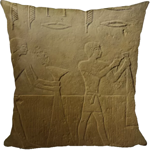 Relief depicting a men harvesting in presence of Hetepet. De