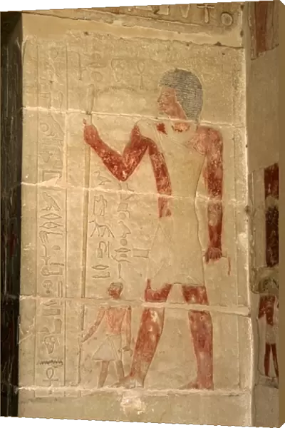 Mastaba of Nefer and Kahay. Relief. The Pharaoh Nefer standi