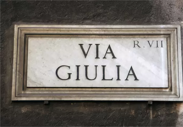 Italy. Rome. Via Giulia street plaque