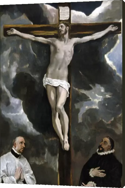 El Greco (1541-1614). Christ on the Cross Adored by Donors
