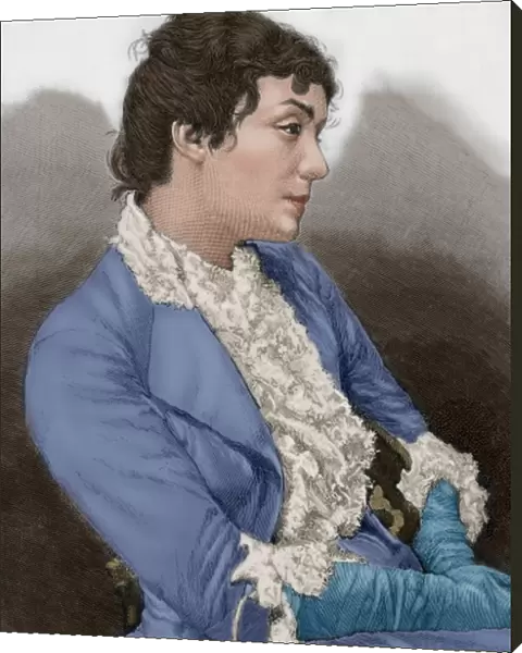 Eleonora Duse (1858-1924). Italian actress. Portrait. Engrav