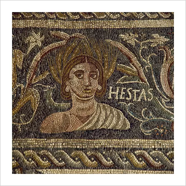 Roman mosaic. Female figure depicting the Spring (Hestas). 4